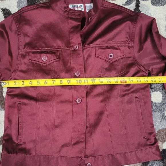 Bill Blass Maroon Sz M Jacket w/pockets - Picture 9 of 15